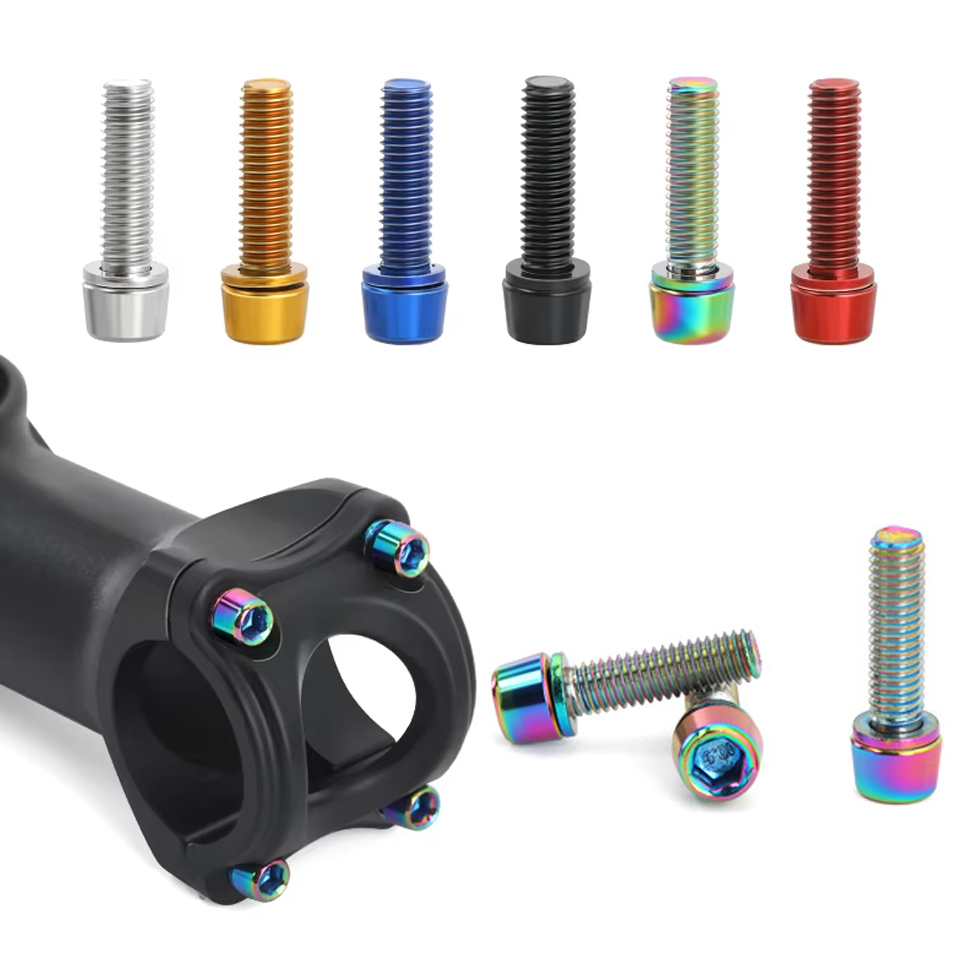 Bike Stem Riser - 6pcs/set Bicycle Handlebar Screws M5*18MM Titanium-plated
