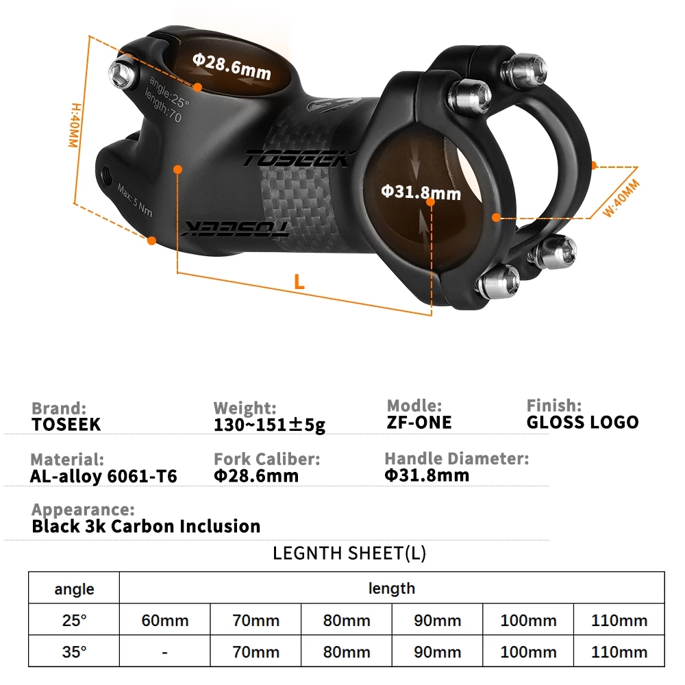 TOSEEK Bike Stem 31.8mm Handle - Bike Stem Riser recension och pris