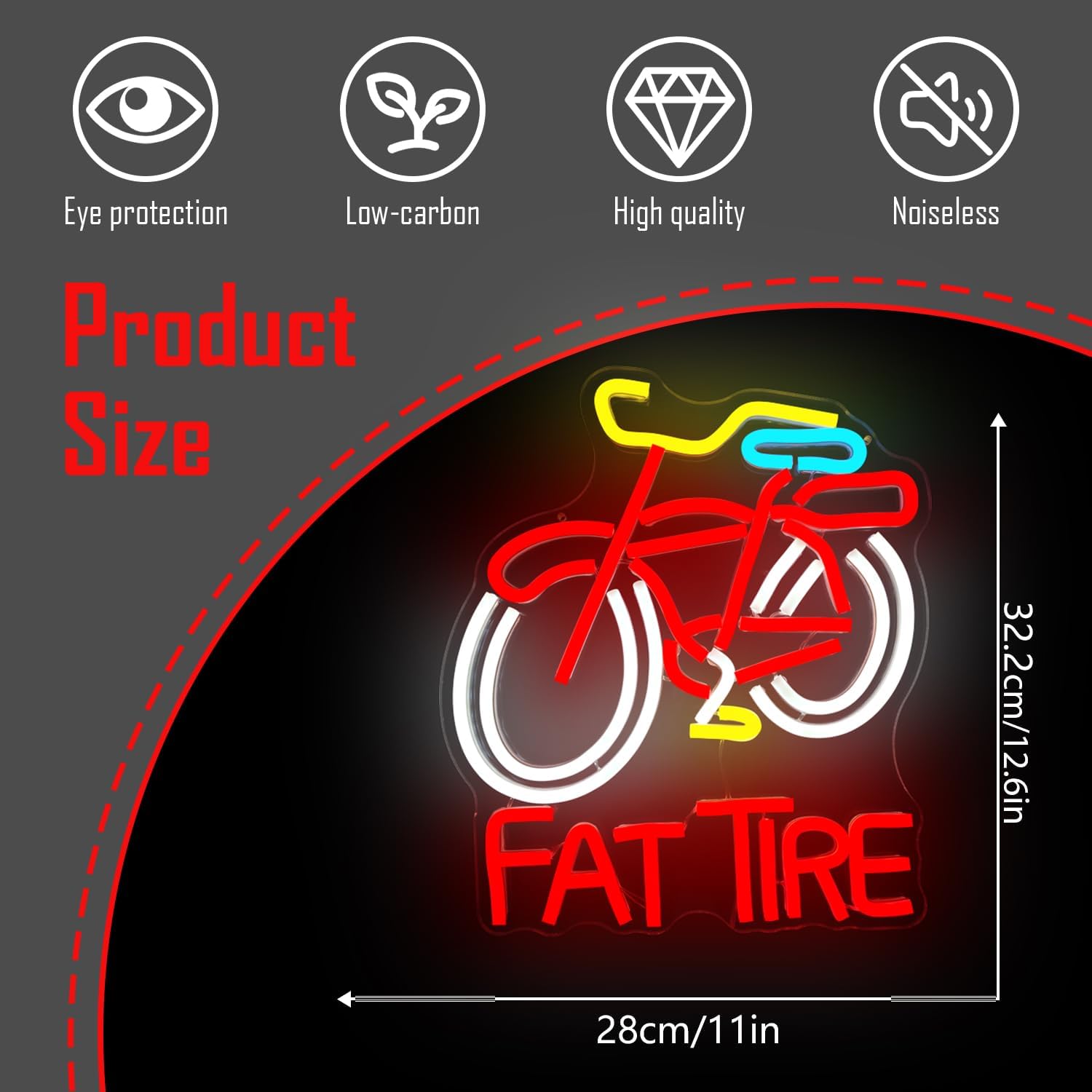 Fat Tire Bike LED Neon Sign US - Cycling Gear Store recension och pris
