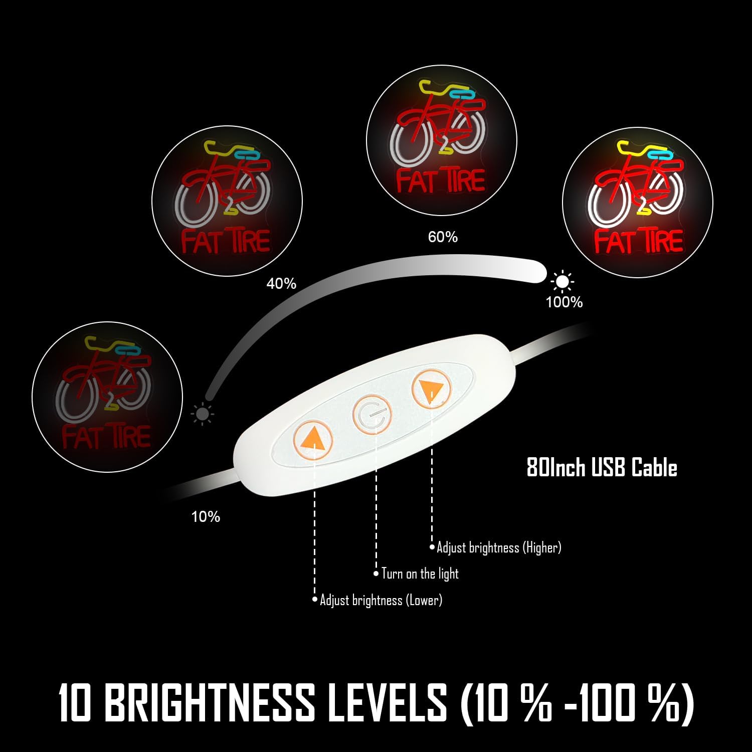 Fat Tire Bike LED Neon Sign US - Cycling Gear Store recension och pris