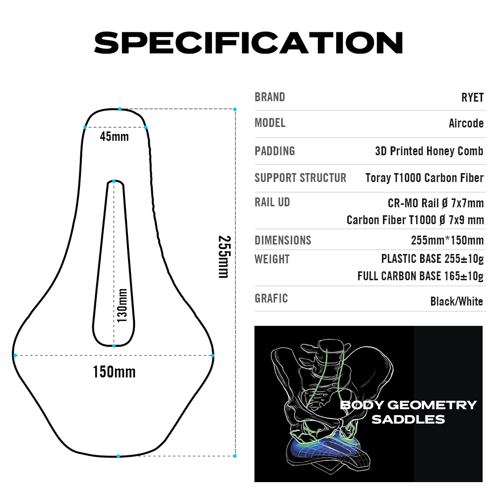 RYET 3D Printed Bicycle Saddle - Carbon Fiber Saddle recension och pris