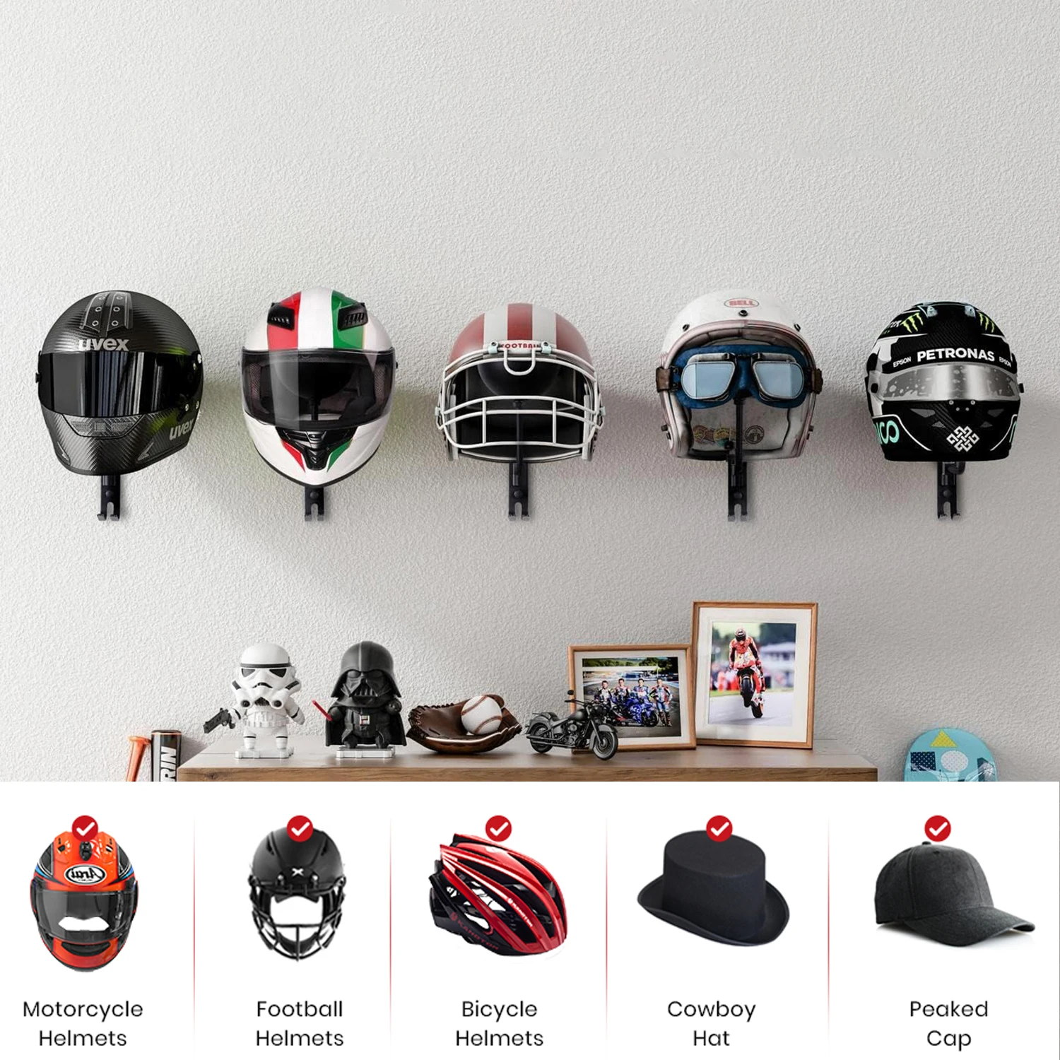 Motorcycle Helmet Rack Wall Mo - Cycling Gear Wall Hanger recension och pris