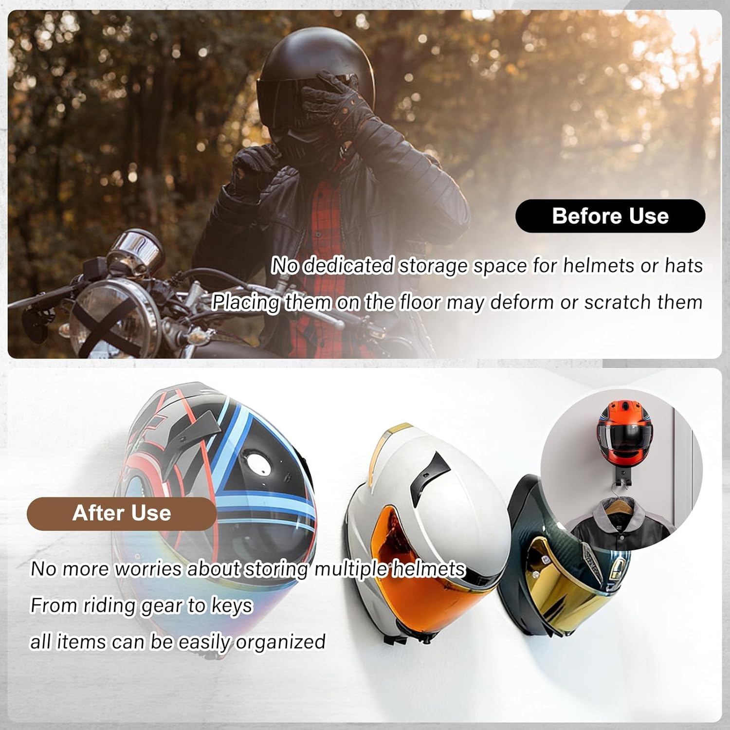 Motorcycle Helmet Holder Wall  - Cycling Gear Stand recension och pris